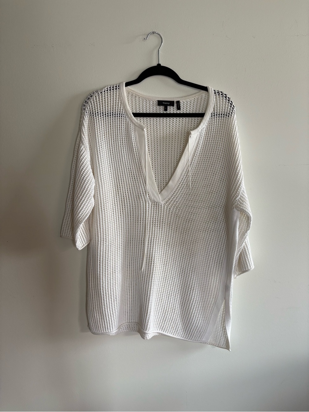 Theory White Open-Knit Swim Coverup